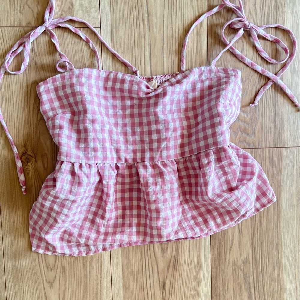 Pink Gingham babydoll Top
